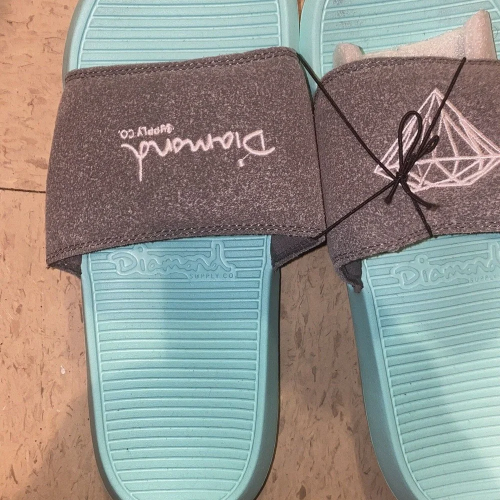 Diamond Supply Fairfax Supply Slide Sandals,‎ Men's US Size 8 Tiffany Blue Grey